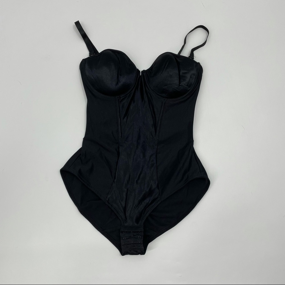 Fredericks of Hollywood Black One Piece Shapewear Bodysuit High Leg Cut